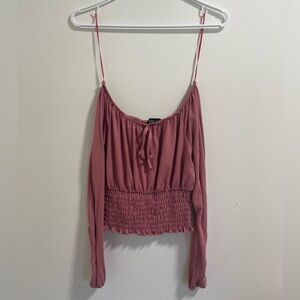 Women's off-the-shoulder pink smocked top